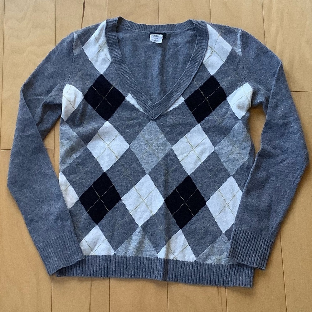 EUC J. Crew Argyle Cashmere/Wool Sweater